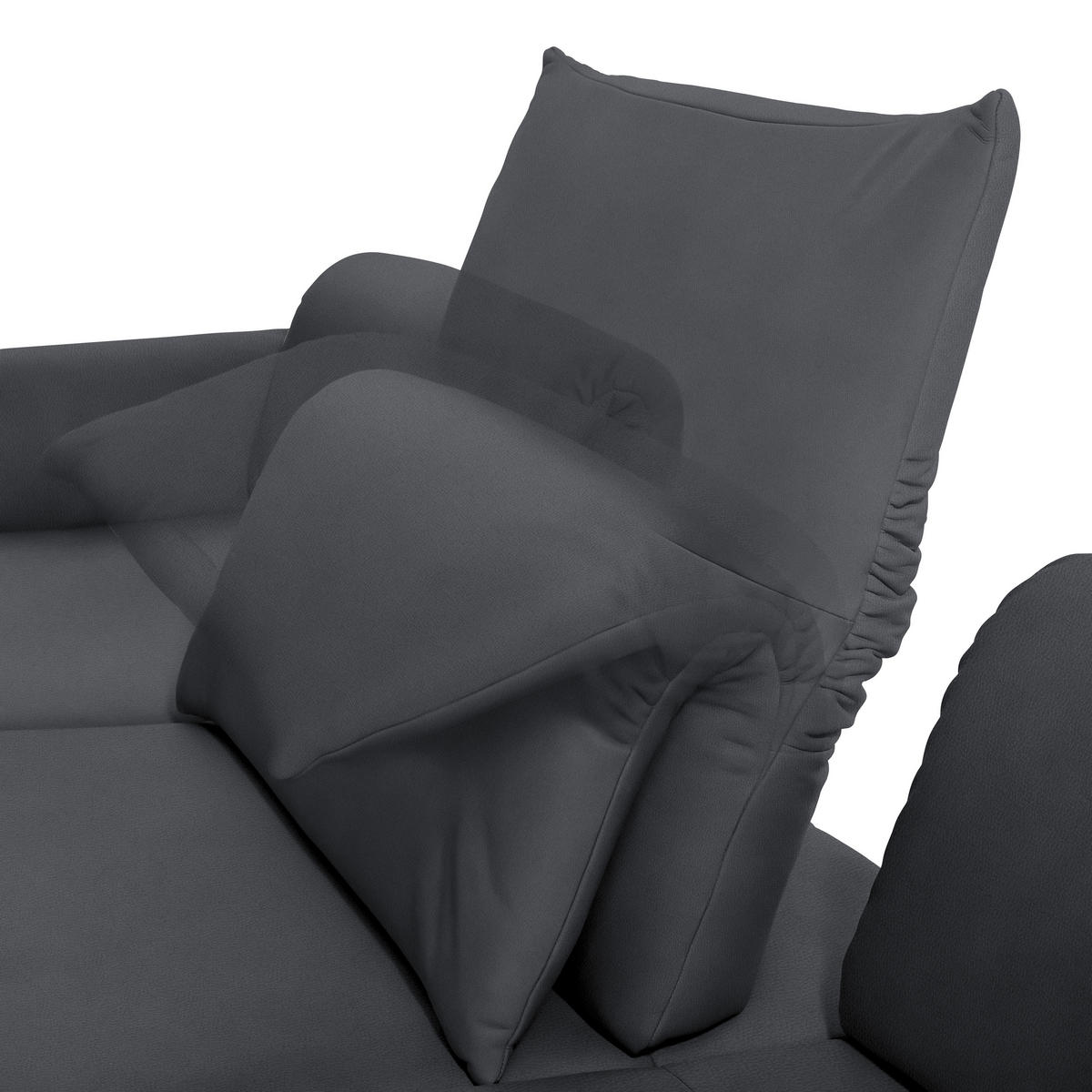 ECKSOFA Posh in Echtleder Dunkelgrau  173/308 cm  - Dunkelgrau/Anthrazit, Design, Leder/Metall (173/308cm) - Joop!