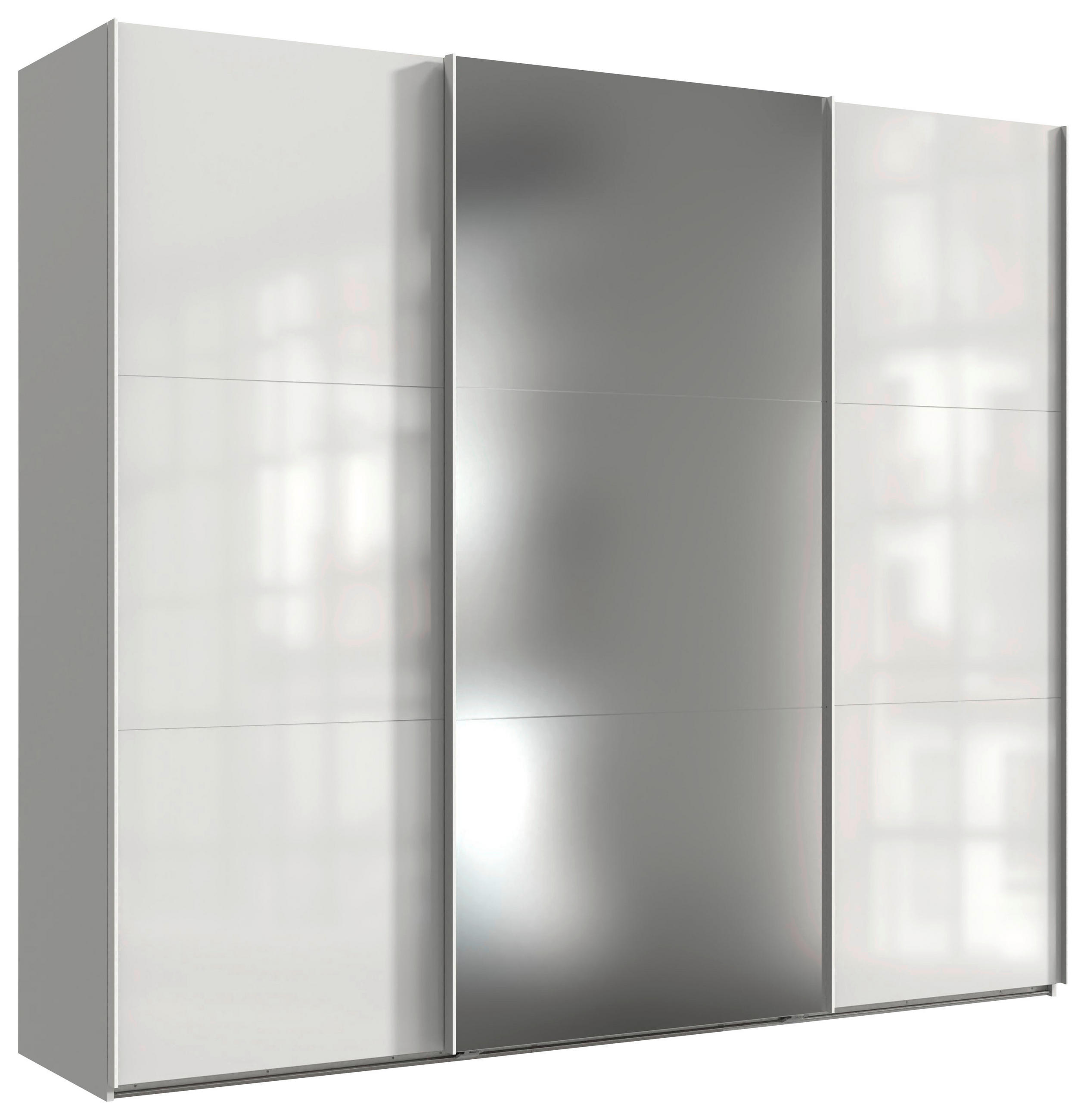 ORMAR S KLIZNIM VRATIMA bijela, bijela visoki sjaj   - bijela/bijela visoki sjaj, Moderno, staklo/drvni materijal (250/216/65cm) - Hom`in