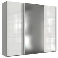 ORMAR S KLIZNIM VRATIMA bijela, bijela visoki sjaj   - bijela/bijela visoki sjaj, Moderno, staklo/drvni materijal (250/216/65cm) - Hom`in