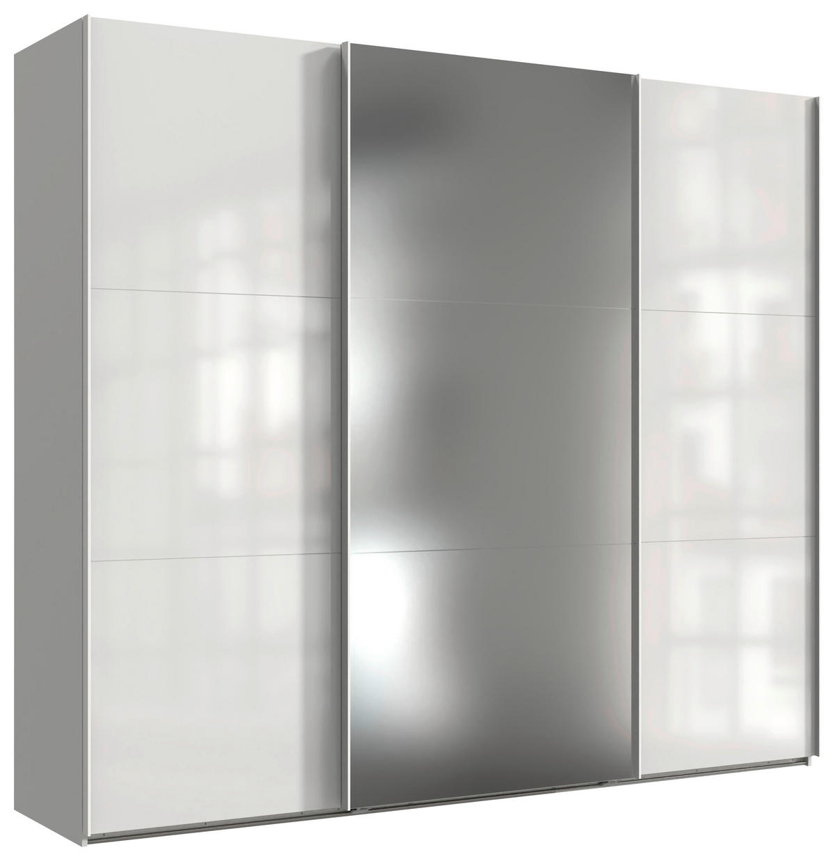 ORMAR S KLIZNIM VRATIMA bijela, bijela visoki sjaj   - bijela/bijela visoki sjaj, Moderno, staklo/drvni materijal (250/216/65cm) - Hom`in