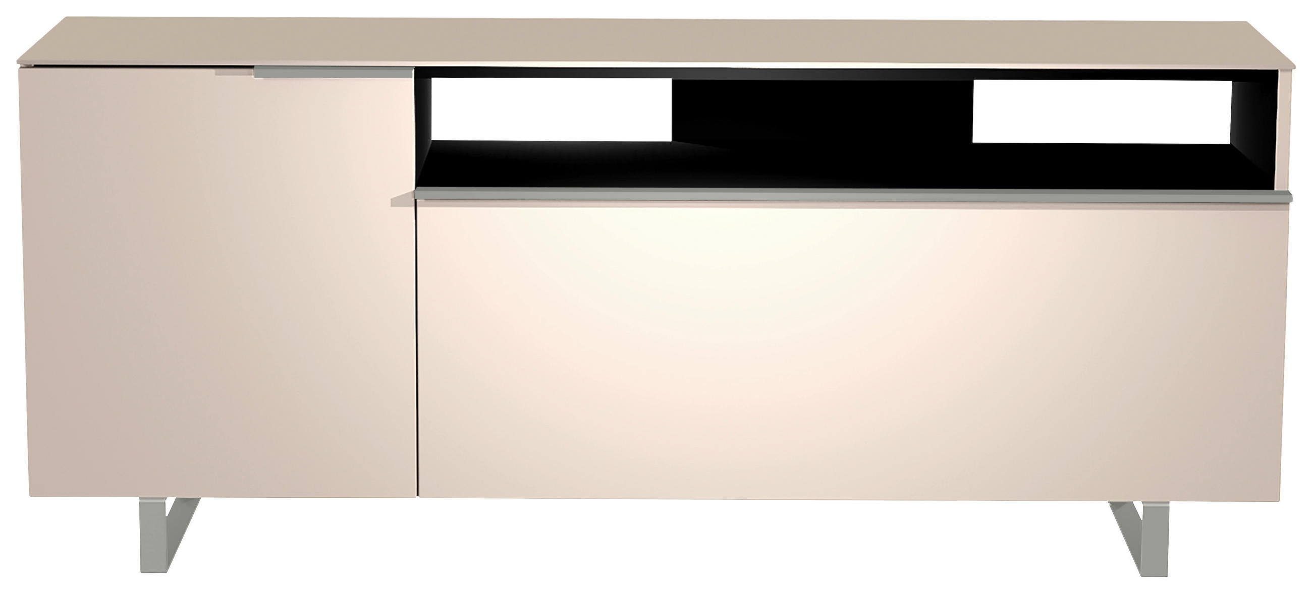 LOWBOARD in 160/66/45 cm - Sandfarben/Alufarben, Design, Glas/Holzwerkstoff (160/66/45cm) - Moderano