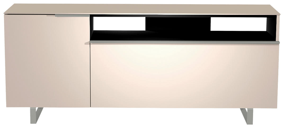 LOWBOARD  in 160/66/45 cm  - Sandfarben/Alufarben, Design, Glas/Holzwerkstoff (160/66/45cm) - Moderano