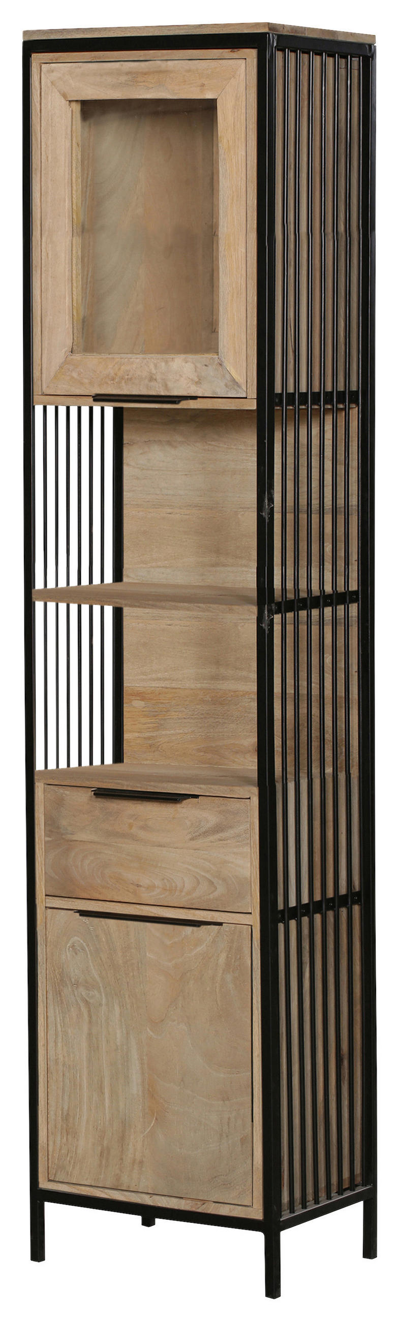 HOCHSCHRANK 43/180/30 cm  - Transparent/Schwarz, MODERN, Glas/Holz (43/180/30cm) - Livetastic