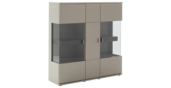 HIGHBOARD 130/134/37 cm  - Eichefarben/Grau, Design, Glas/Holzwerkstoff (130/134/37cm) - Novel