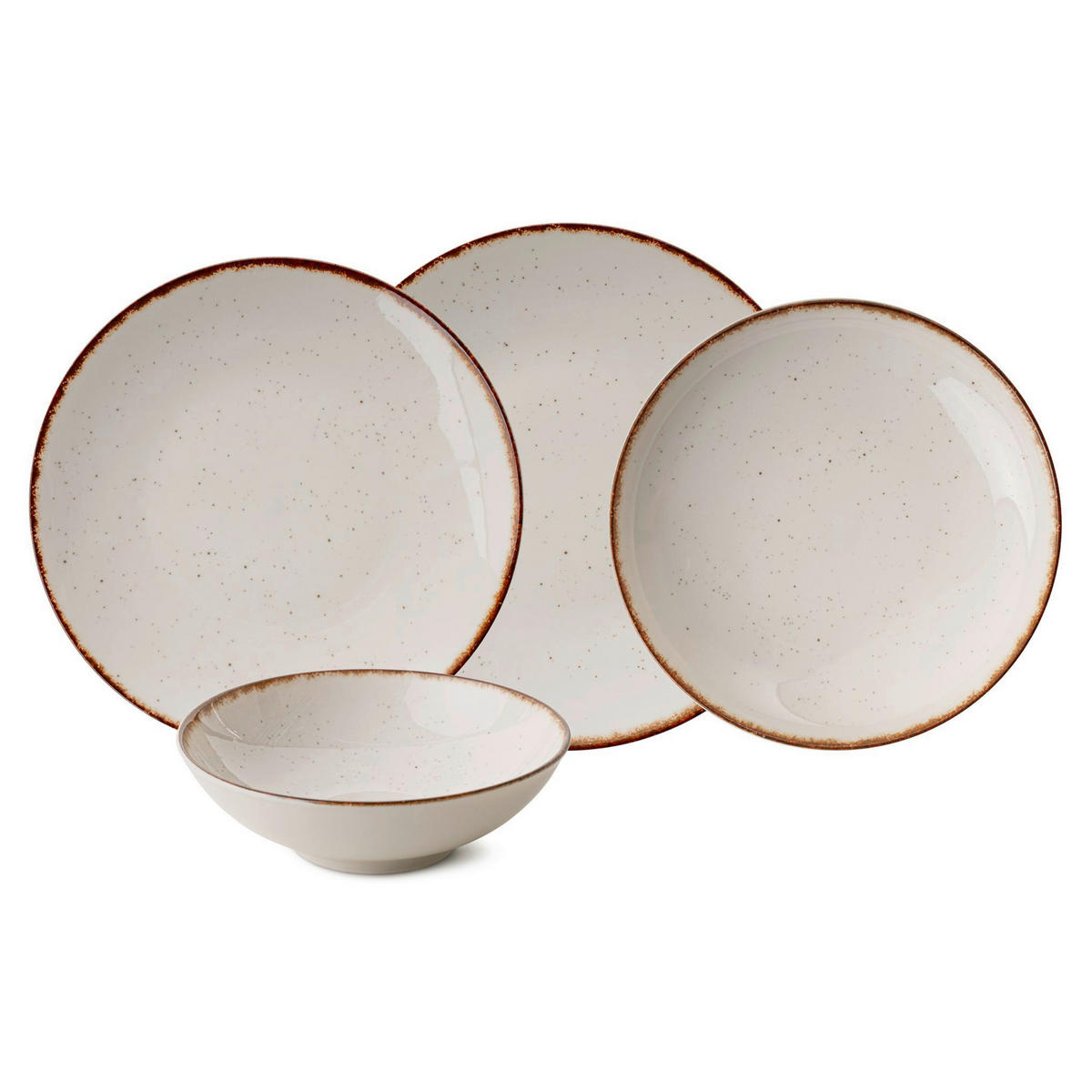 KOMBISERVICE Braun, Weiß Hochglanz 24-teilig 6 Personen  - Weiß Hochglanz/Braun, Basics, Keramik (25cm)