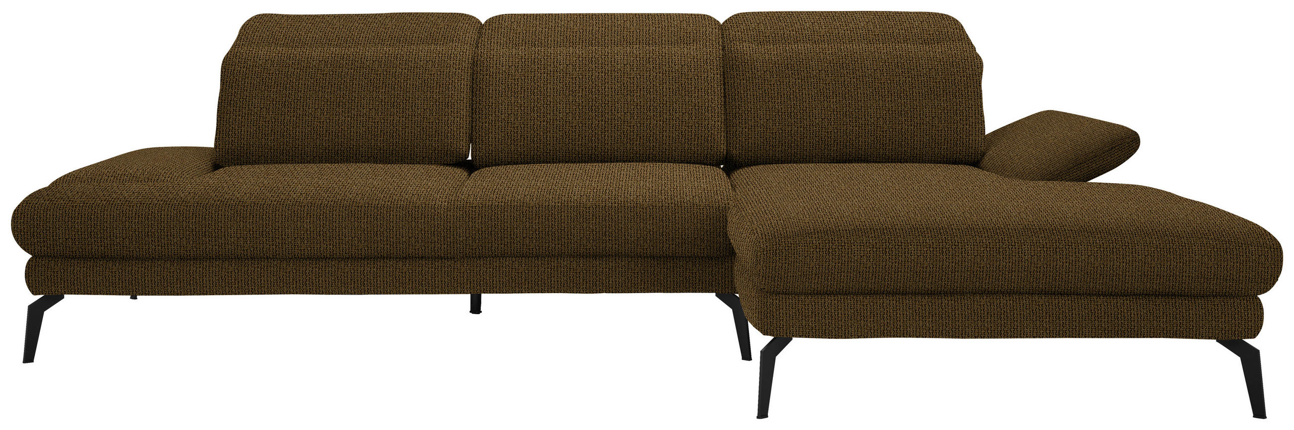 ECKSOFA Messingfarben Webstoff  - Messingfarben/Schwarz, Design, Textil/Metall (289/180cm) - Stylife