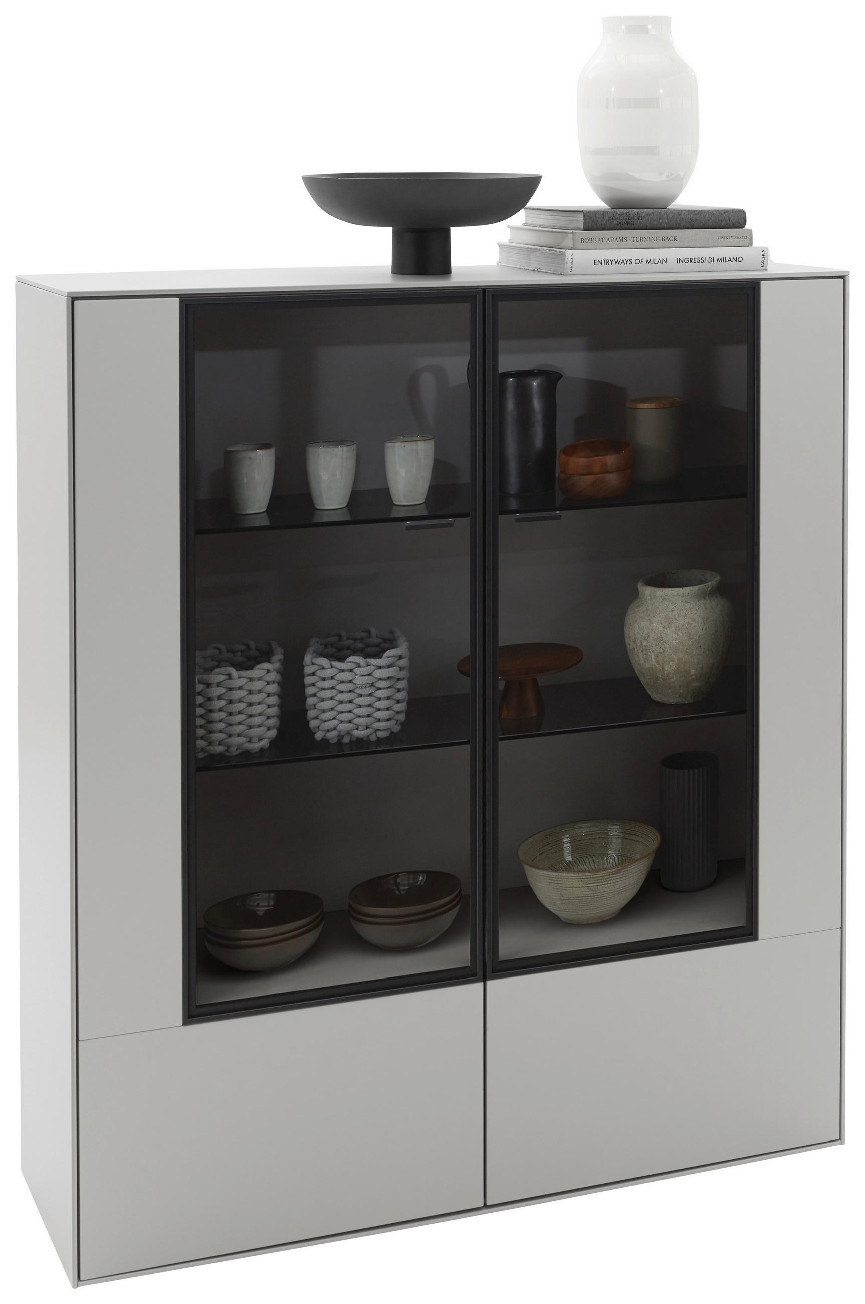 HIGHBOARD Grau  121,9/138,3/37,1 cm  - Schwarz/Grau, Design, Glas/Holzwerkstoff (121,9/138,3/37,1cm) - Dieter Knoll