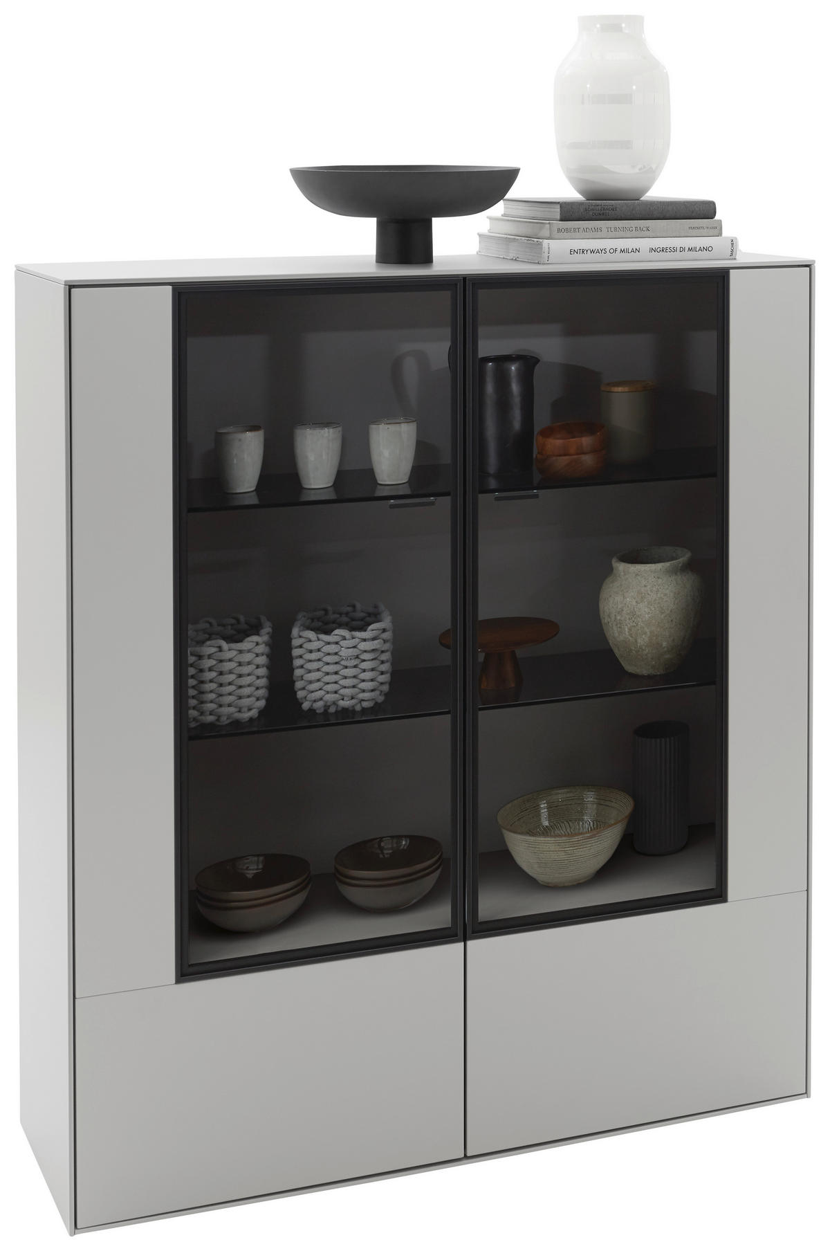 HIGHBOARD Grau  121,9/138,3/37,1 cm  - Schwarz/Grau, Design, Glas/Holzwerkstoff (121,9/138,3/37,1cm) - Dieter Knoll
