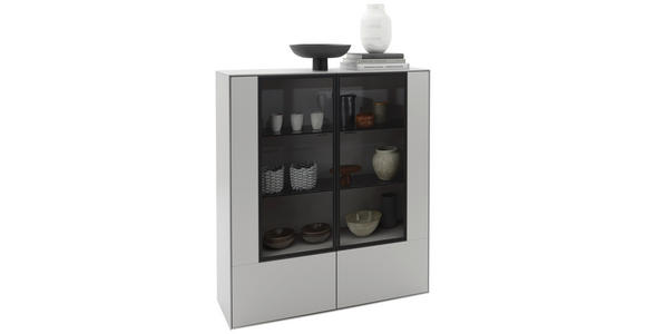 HIGHBOARD Grau 121,9/138,3/37,1 cm - Schwarz/Grau, Design, Glas/Holzwerkstoff (121,9/138,3/37,1cm) - Dieter Knoll