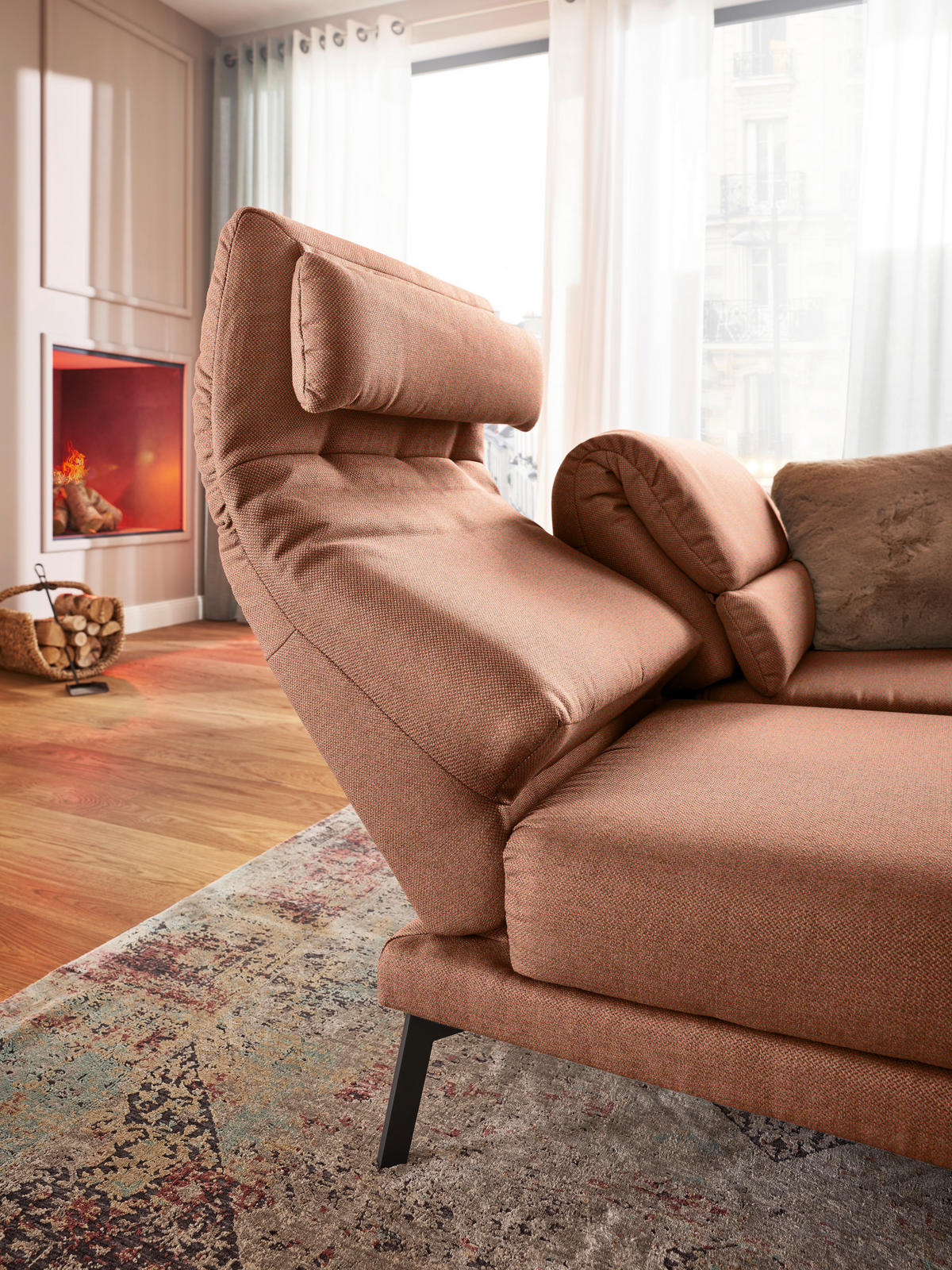 2-SITZER-SOFA Flachgewebe Rostfarben, Orange  - Rostfarben/Schwarz, Design, Textil/Metall (178-226/83-113/96-177cm) - Dieter Knoll