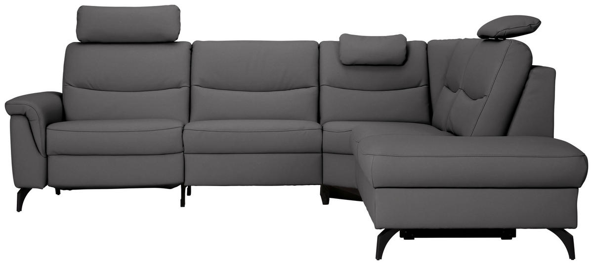 ECKSOFA in Echtleder Grau  280/249 cm  - Anthrazit/Grau, Design, Leder/Metall (280/249cm) - Himolla Komfortklass