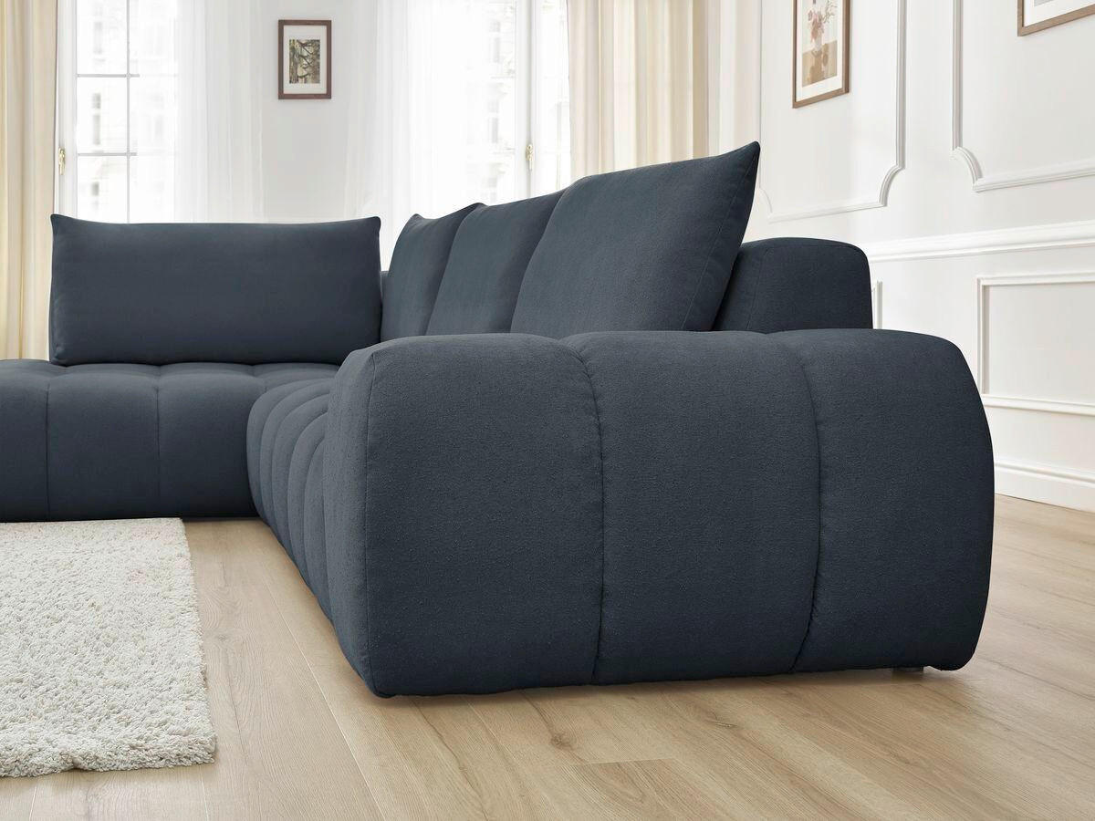 ECKSOFA Ottomane links  EVEREST Dunkelblau Struktur  - Schwarz/Dunkelblau, MODERN, Kunststoff/Textil (210/352cm) - Livetastic
