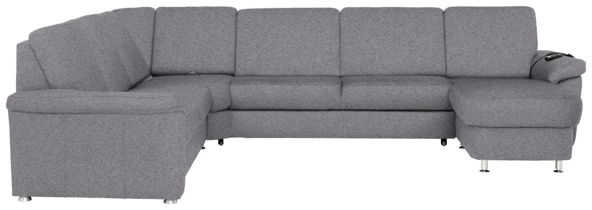WOHNLANDSCHAFT Grau Flachgewebe  - Chromfarben/Grau, KONVENTIONELL, Textil/Metall (240/336/163cm) - Beldomo System
