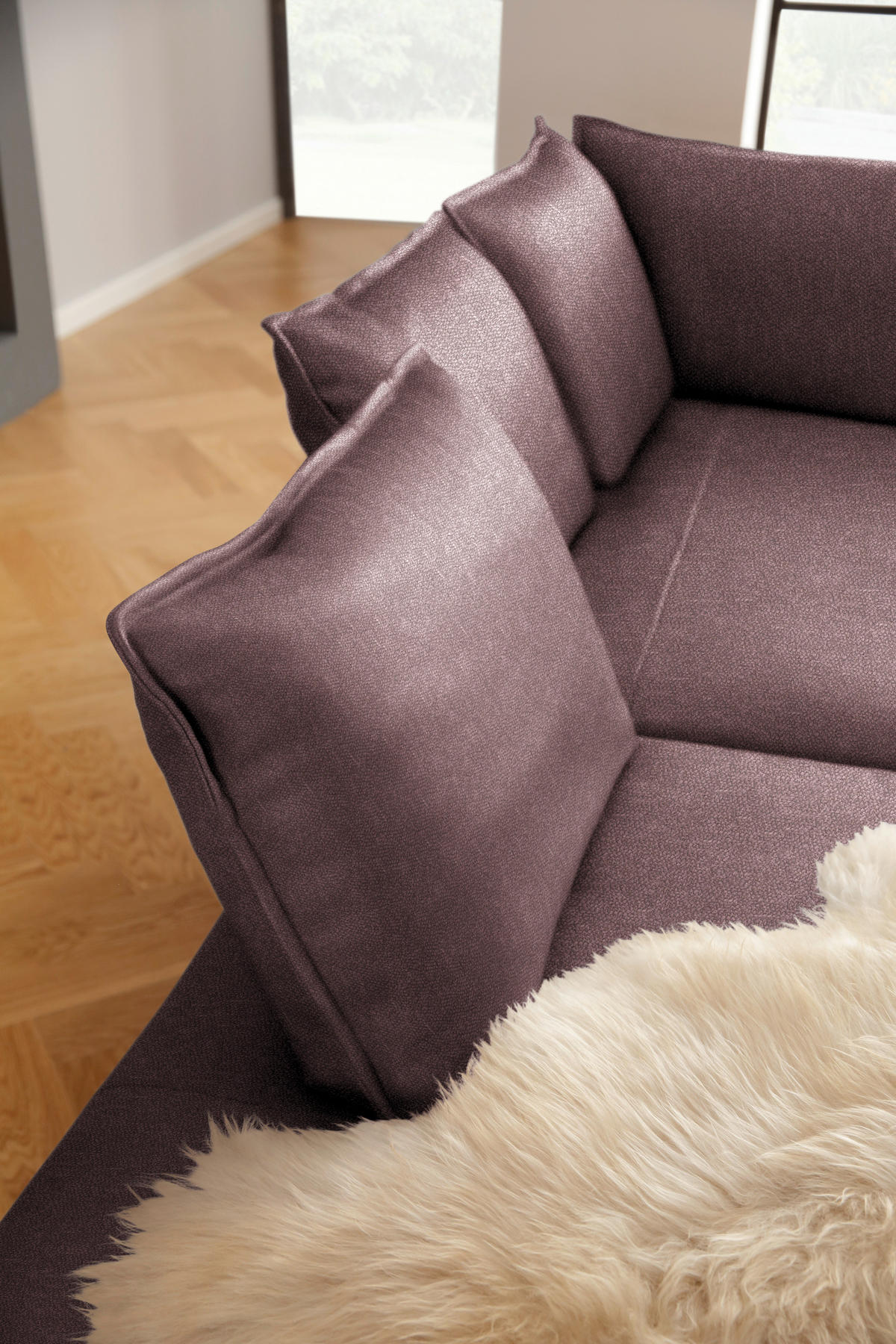 ECKSOFA  in Chenille, Flachgewebe Beere  272/340 cm  - Beere/Schwarz, MODERN, Textil/Metall (272/340cm) - W.Schillig