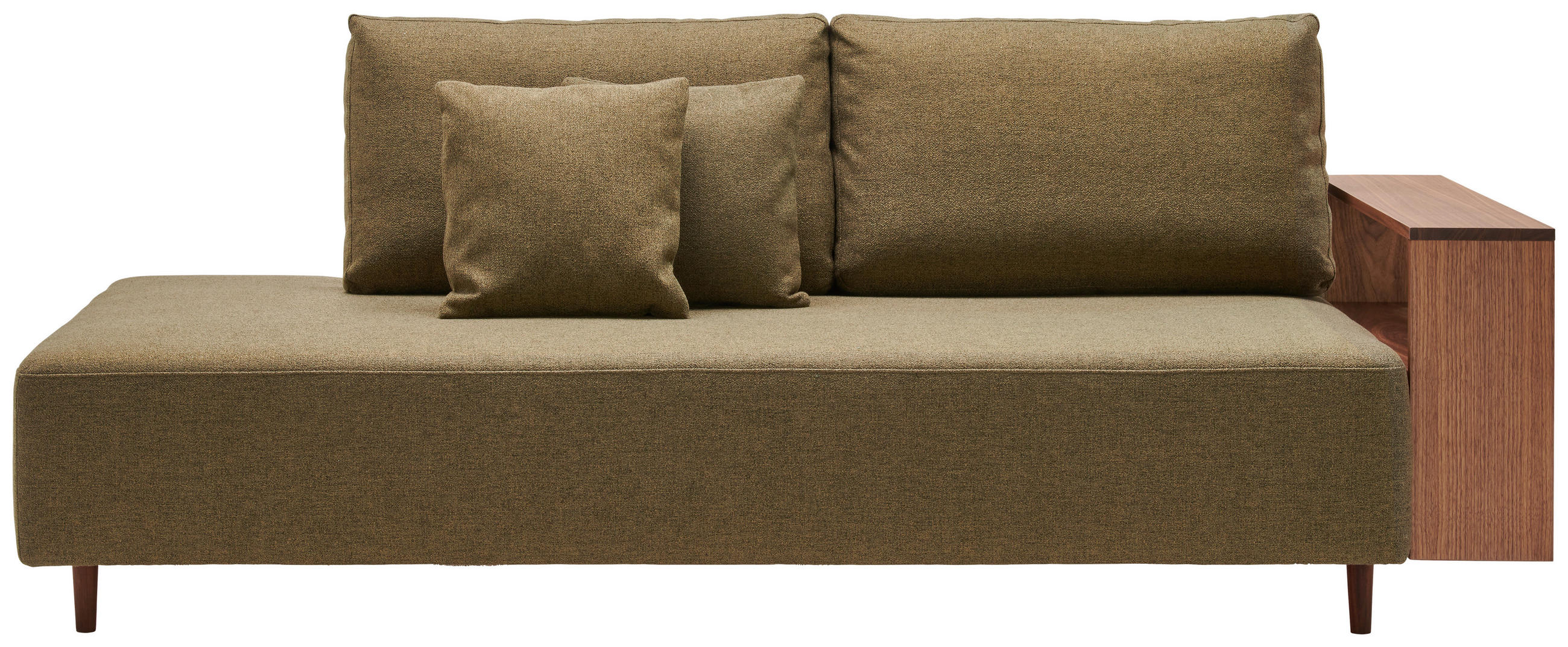 SCHLAFSOFA in Webstoff Olivgrün  - Nussbaumfarben/Olivgrün, Natur, Holz/Textil (228/90/100cm) - Joka