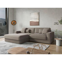 ECKSOFA FABIO E Schlammfarben Flachgewebe  - Schlammfarben/Schwarz, MODERN, Kunststoff/Textil (196/264cm) - Sit & More