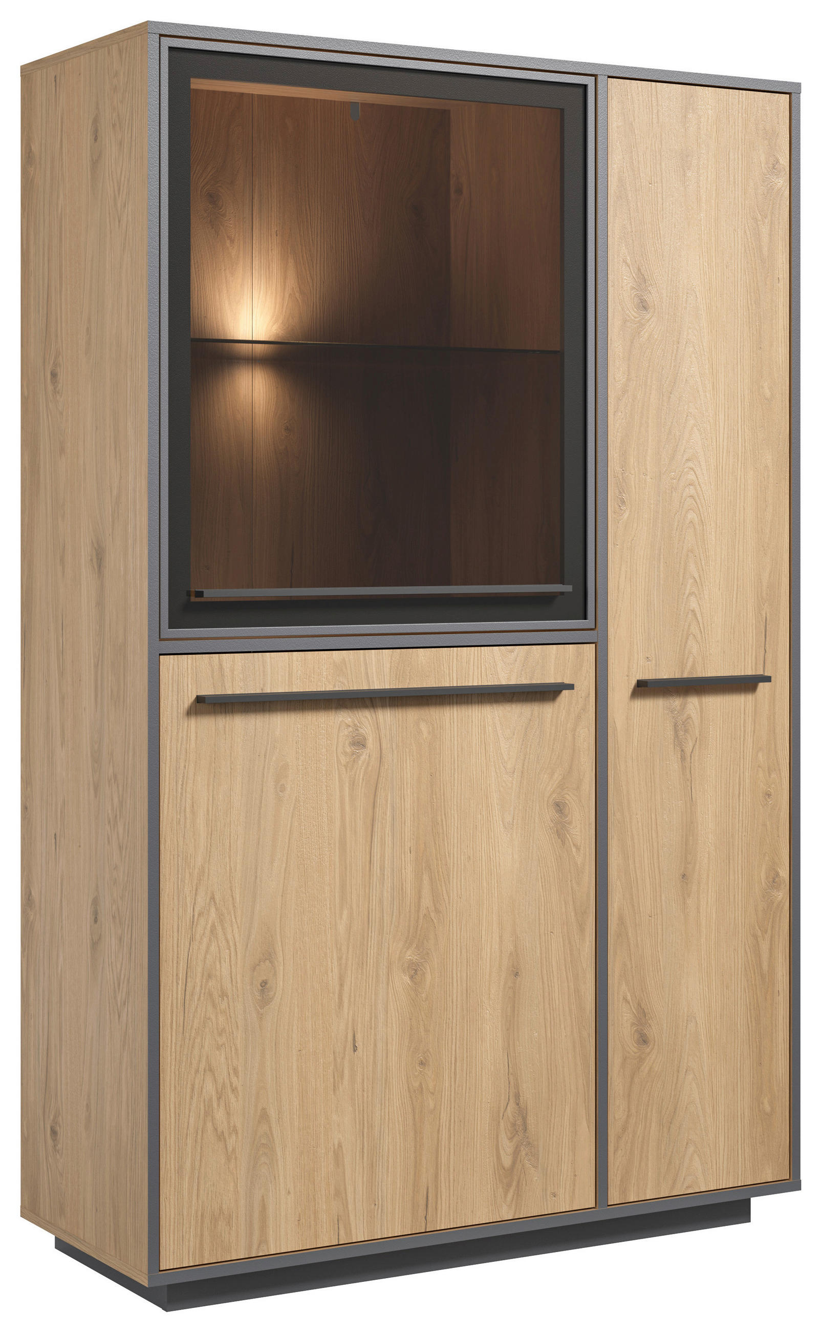 Highboard Nadiro B: 101 Cm Wildeiche Dekor/schwarz Matt