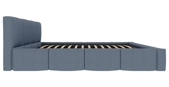 POLSTERBETT 180/200 cm,  in Blau, Lattenrost, Bettkasten,  - Blau/Schwarz, Design, Holz/Textil (180/200cm) - Xora