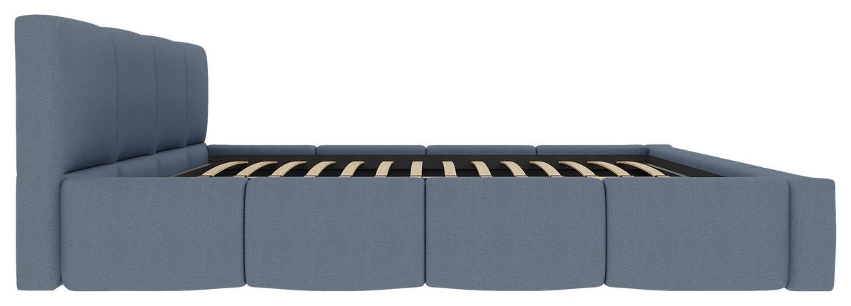 POLSTERBETT 180/200 cm,  in Blau, Lattenrost, Bettkasten,  - Blau/Schwarz, Design, Holz/Textil (180/200cm) - Xora