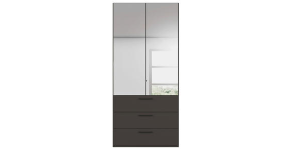 DREHTÜRENSCHRANK 101/223/61 cm,  in Graphitfarben, 2-türig  - Chromfarben/Schwarz, Basics, Glas/Holzwerkstoff (101/223/61cm) - Novel