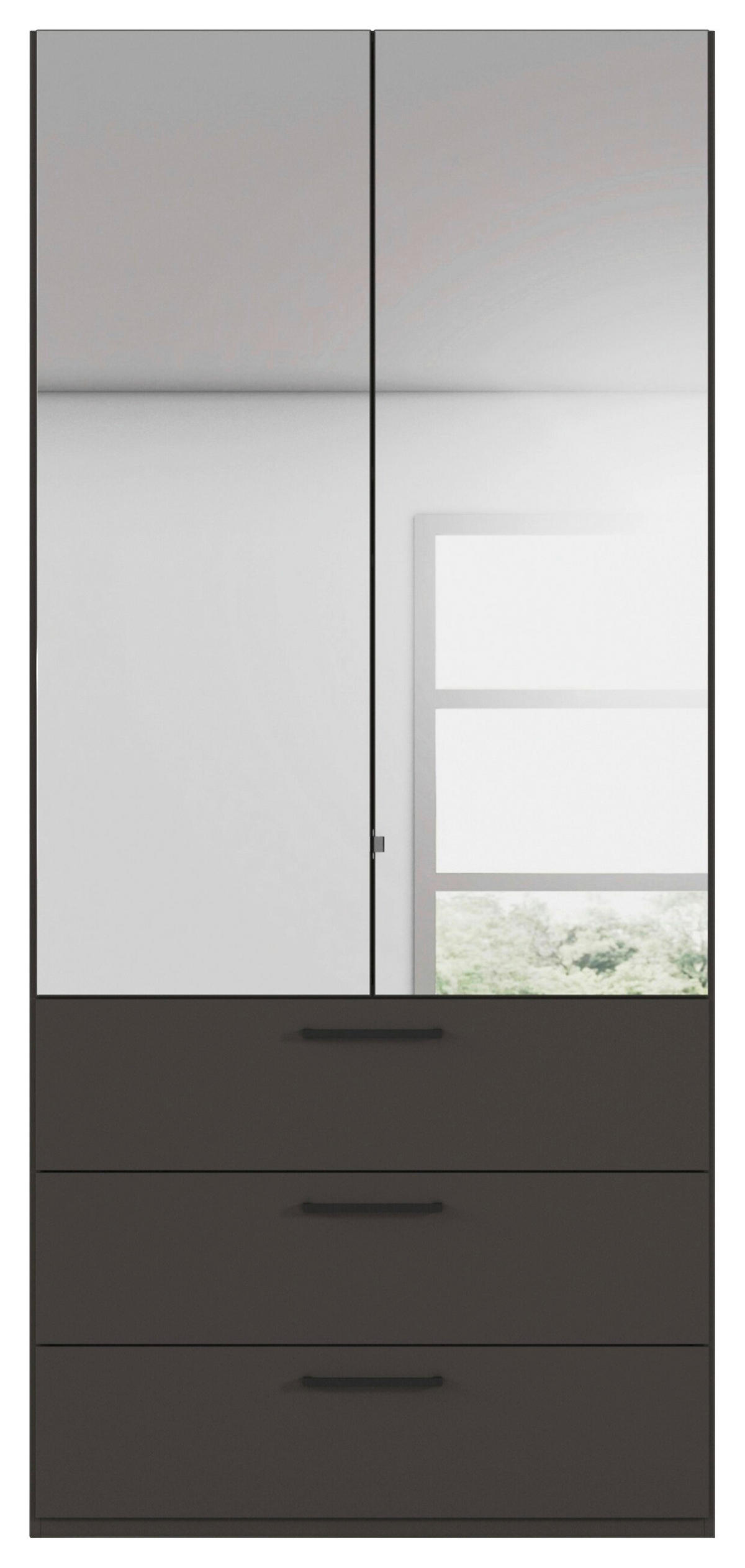 DREHTÜRENSCHRANK 101/223/61 cm,  in Graphitfarben, 2-türig  - Chromfarben/Schwarz, Basics, Glas/Holzwerkstoff (101/223/61cm) - Novel