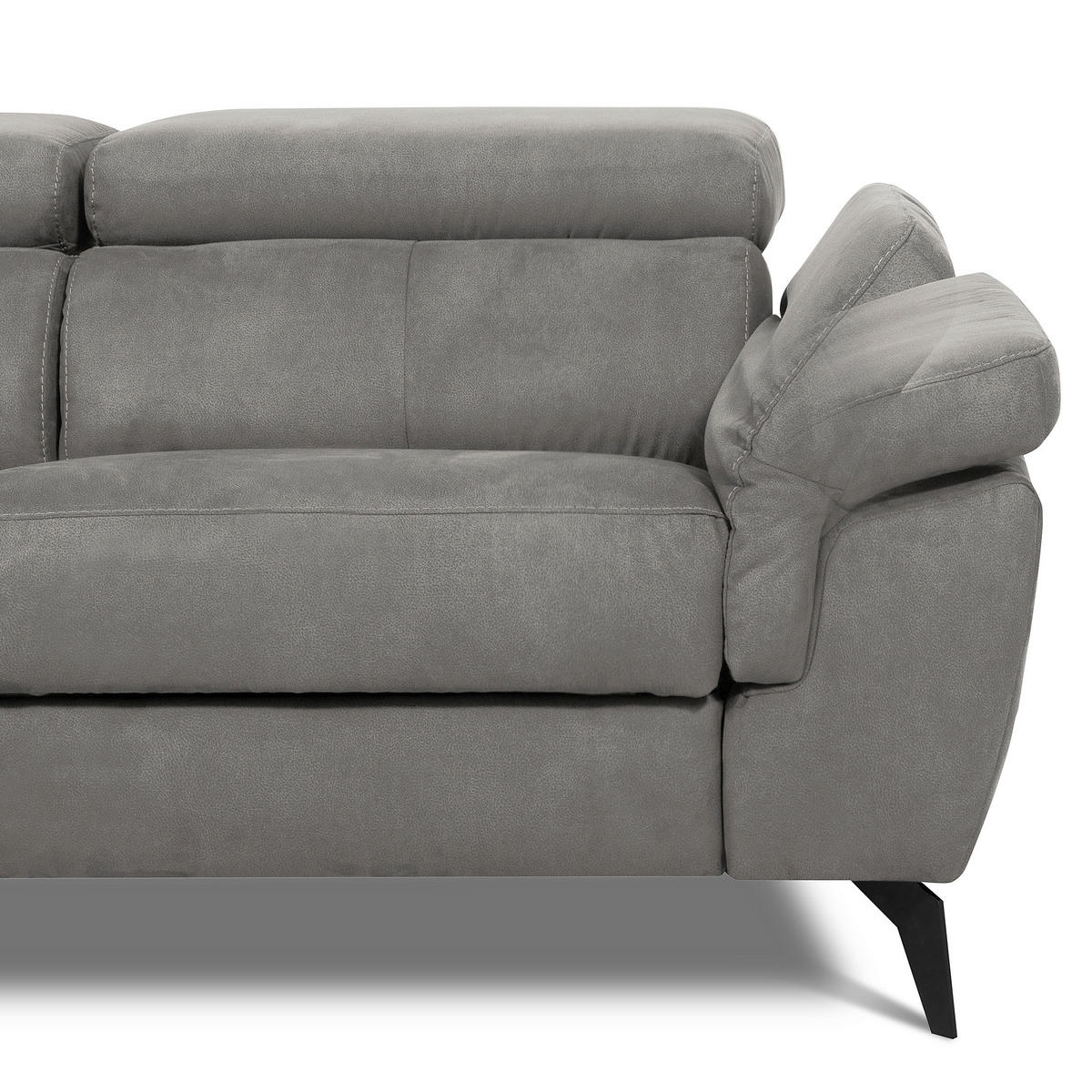 ECKSOFA SONO in Lederlook Anthrazit Armteilverstellung, Kopfteilverstellung  210/265 cm  - Anthrazit/Schwarz, Design, Textil/Metall (210/265cm) - Livetastic