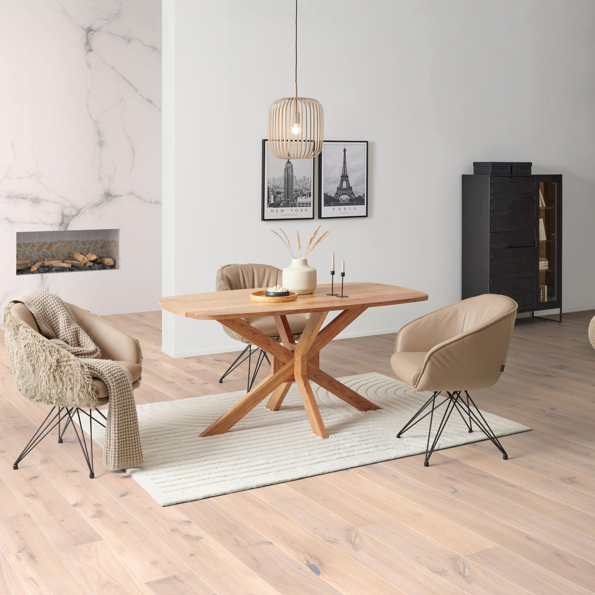 ESSTISCH in Holz, Metall  - Akaziefarben, MODERN, Holz/Metall (160/85/76cm) - MID.YOU