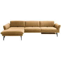 ECKSOFA in Echtleder Currygelb  173/308 cm  - Currygelb/Anthrazit, Design, Leder/Metall (173/308cm) - Joop!
