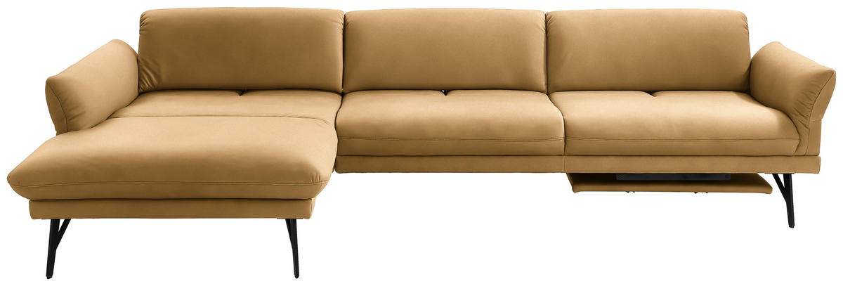 ECKSOFA in Echtleder Currygelb  173/308 cm  - Currygelb/Anthrazit, Design, Leder/Metall (173/308cm) - Joop!