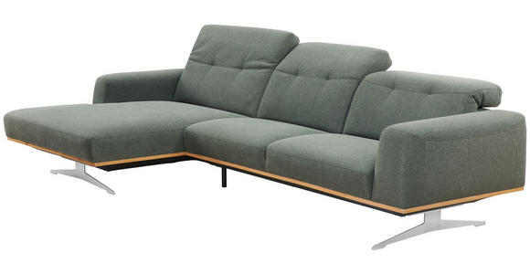 ECKSOFA in Webstoff Olivgrün - Edelstahlfarben/Olivgrün, Design, Holz/Textil (163/311cm) - Dieter Knoll