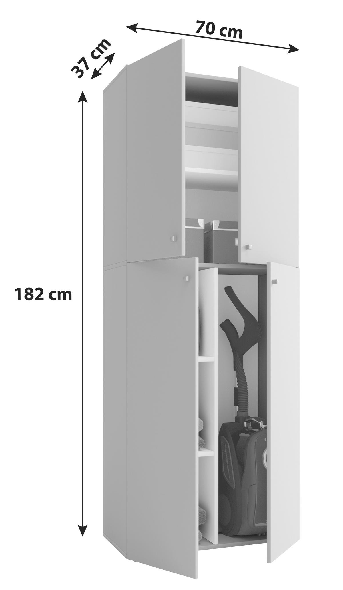 MULTISKÅP 70/182/37 cm 4-dörrar - vit, Klassisk, trämaterial (70/182/37cm) - MID.YOU