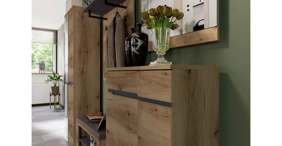 GARDEROBE  in 245/192/38 cm  - Eichefarben/Graphitfarben, KONVENTIONELL, Glas/Holzwerkstoff (245/192/38cm) - Xora