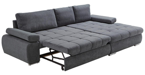 ECKSOFA Grau Flachgewebe  - Chromfarben/Weiß, Design, Kunststoff/Textil (294/173cm) - Carryhome