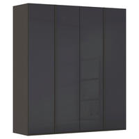 DREHTÜRENSCHRANK 201/223/61 cm,  in Graphitfarben, 4-türig  - Graphitfarben, Basics, Glas/Holzwerkstoff (201/223/61cm) - Novel