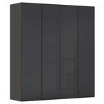 DREHTÜRENSCHRANK 201/223/61 cm,  in Graphitfarben, 4-türig  - Graphitfarben, Basics, Glas/Holzwerkstoff (201/223/61cm) - Novel