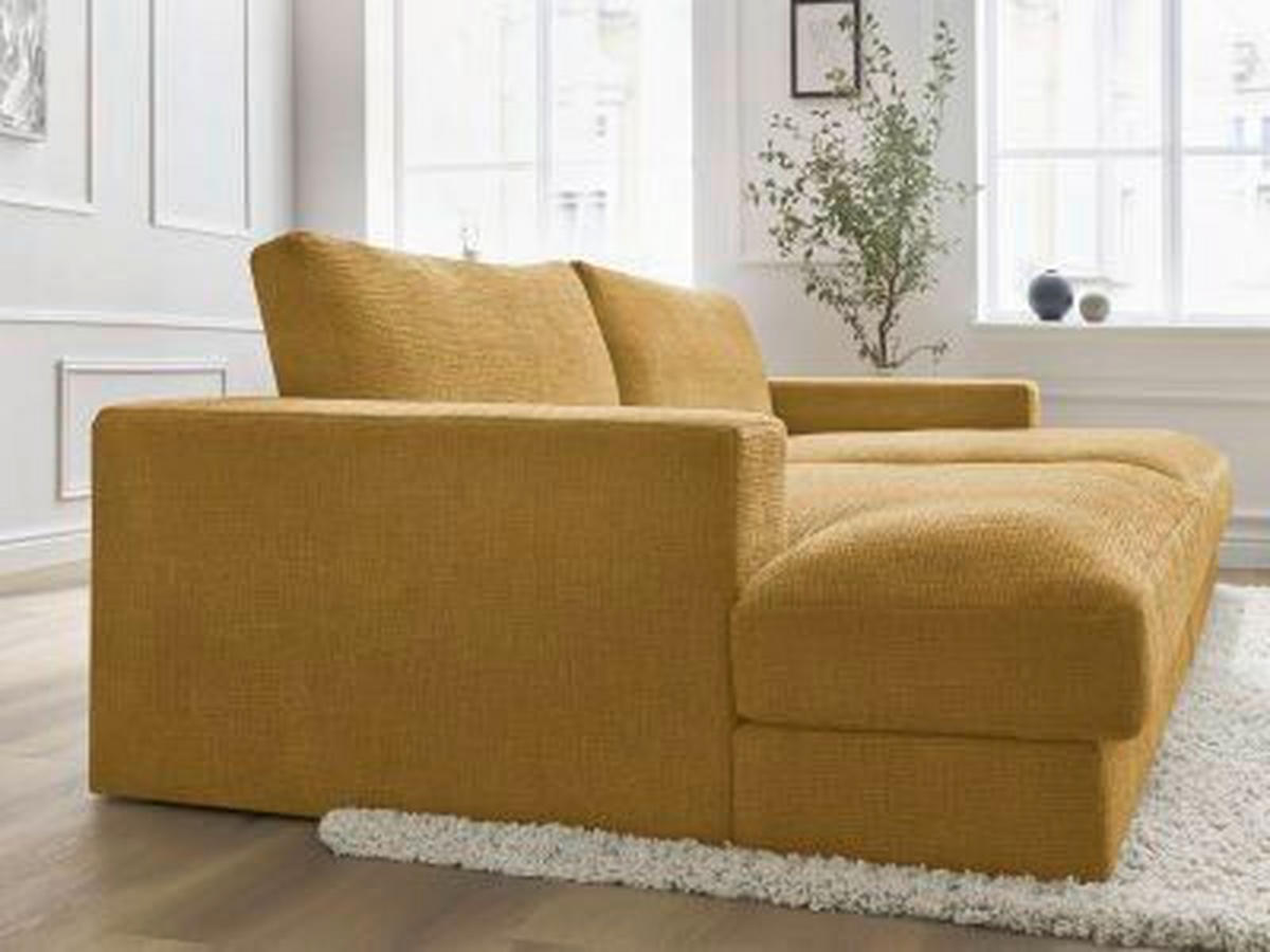 BIGSOFA LEONARD Struktur Gelb  - Gelb/Schwarz, MODERN, Kunststoff/Textil (274/77/159cm)