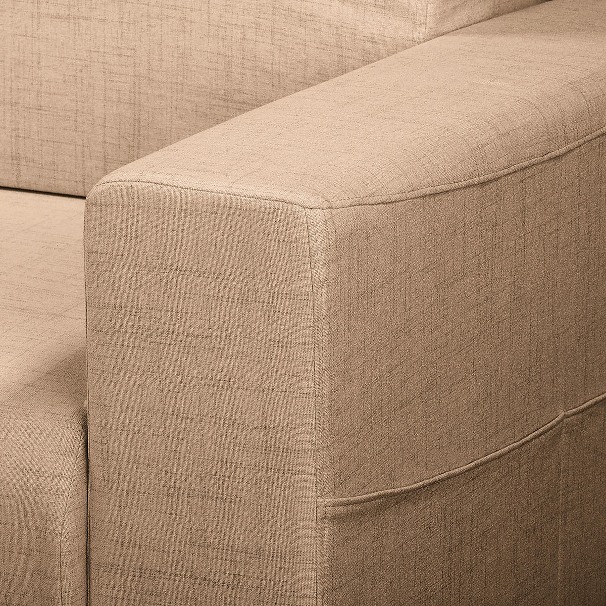 ECKSOFA in Textilgeflecht Beige  - Wengefarben/Beige, Design, Holz/Textil (257/174cm) - Livetastic