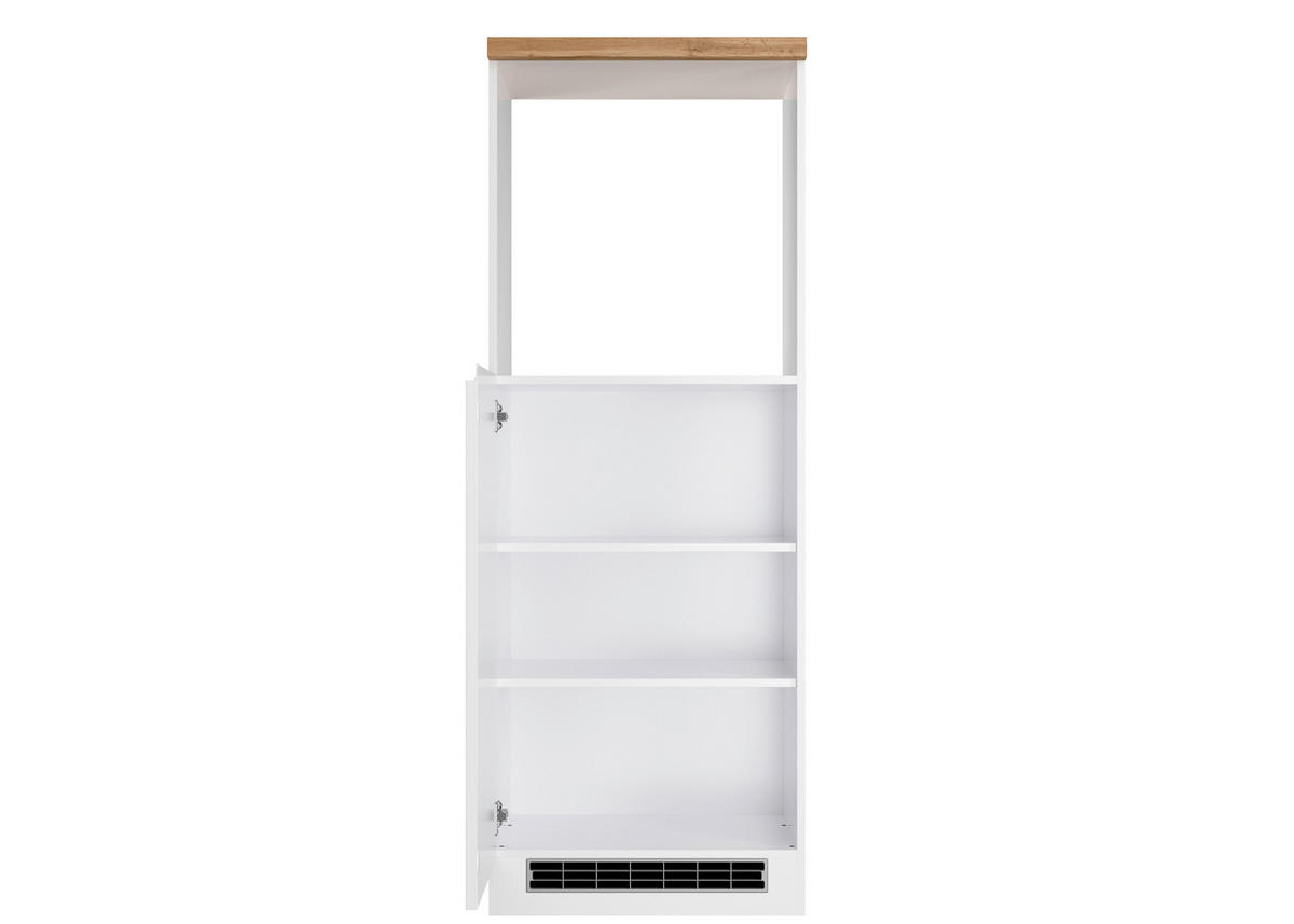 INBYGGNADSSKÅP FÖR SPIS 60/86/60 cm  i ek Wotan, vit, vit högglans  - vit/ek Wotan, Lifestyle, trämaterial (60/86/60cm) - Held