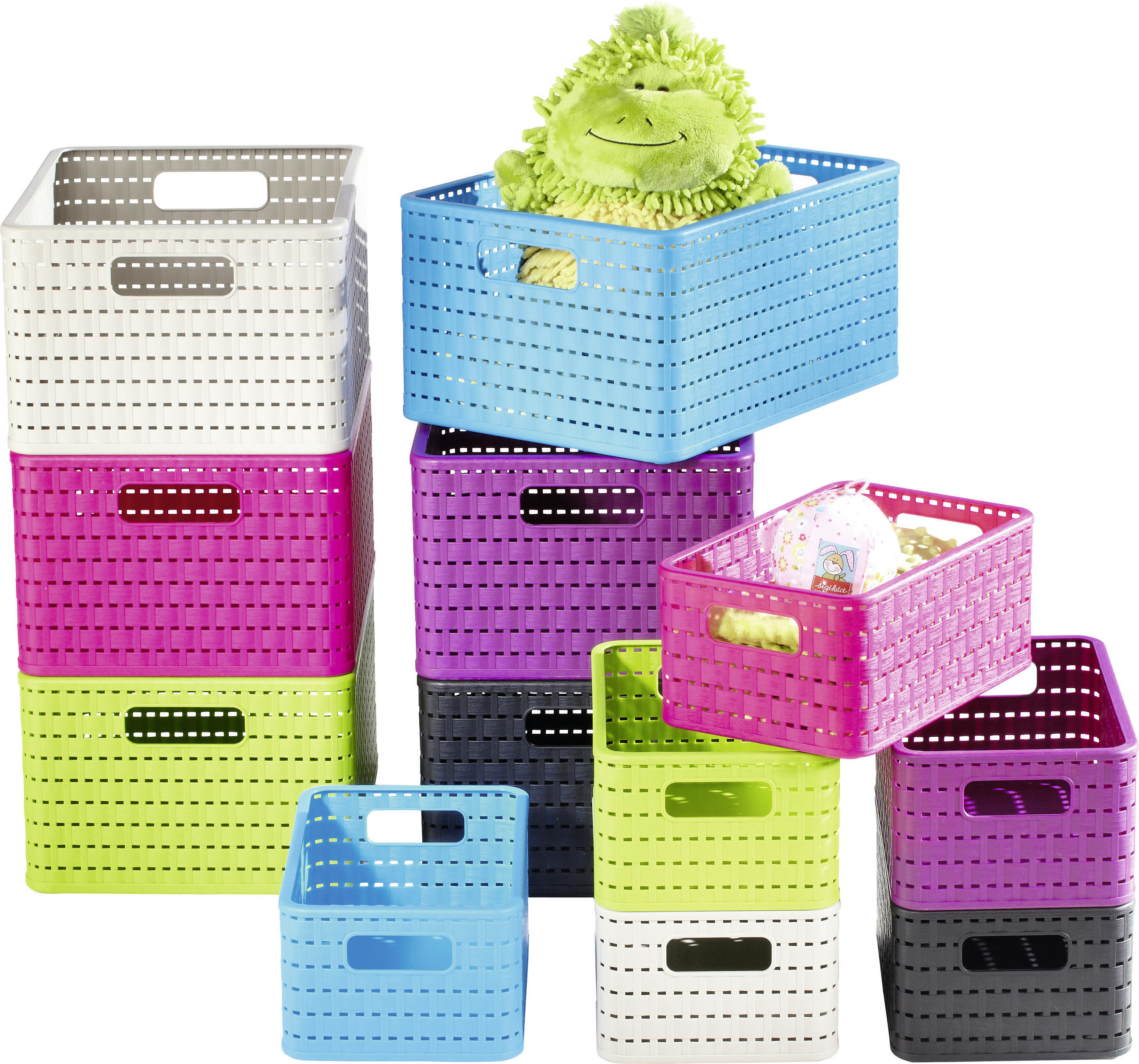KOŠÍK biela - biela, Basics, plast (28/18,5/12,6cm) - Rotho