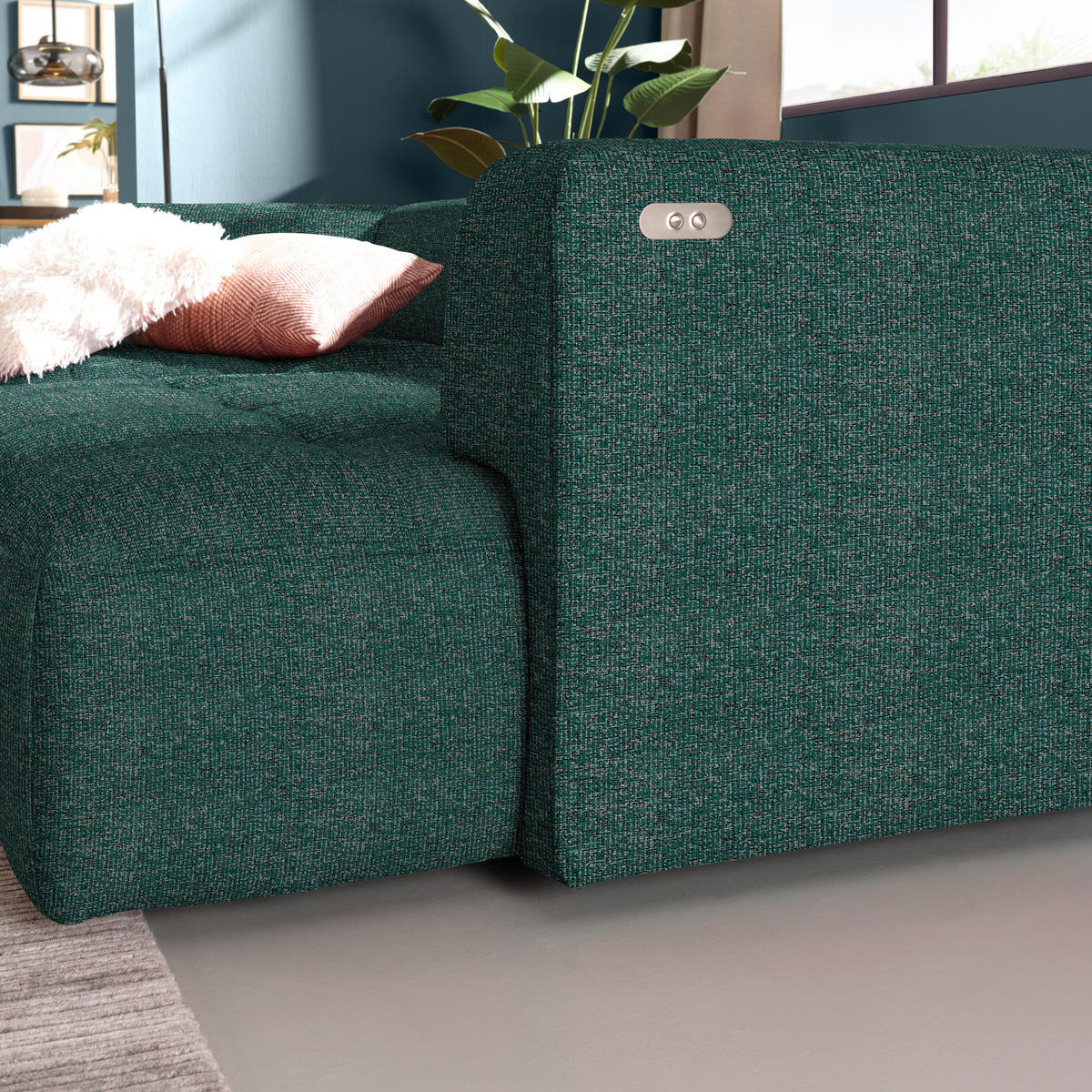 ECKSOFA Webstoff Grün  - Schwarz/Grün, Design, Kunststoff/Textil (188/288cm) - Welnova