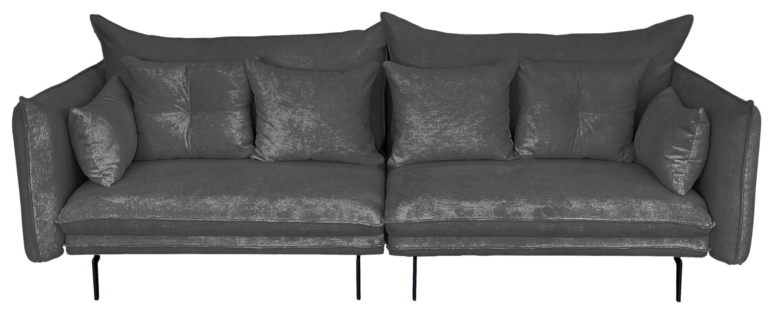 2-SITZER-SOFA Cord Dunkelgrau  - Dunkelgrau/Schwarz, Design, Kunststoff/Textil (262/91/115cm) - MID.YOU