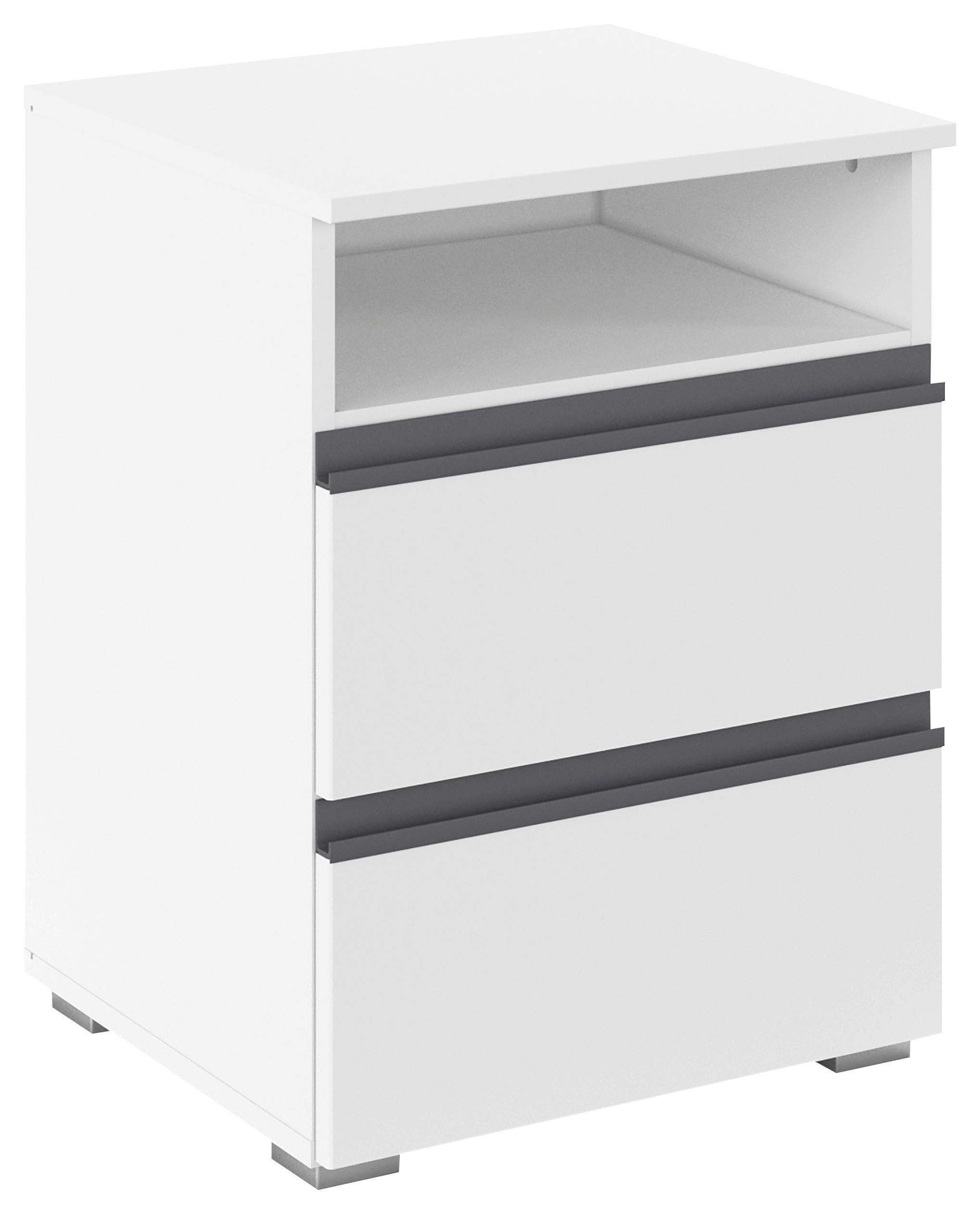 NOPTIERĂ in alb  - alb/culoare aluminiu, Trend, plastic/material pe bază de lemn (47/62/42cm) - Xora