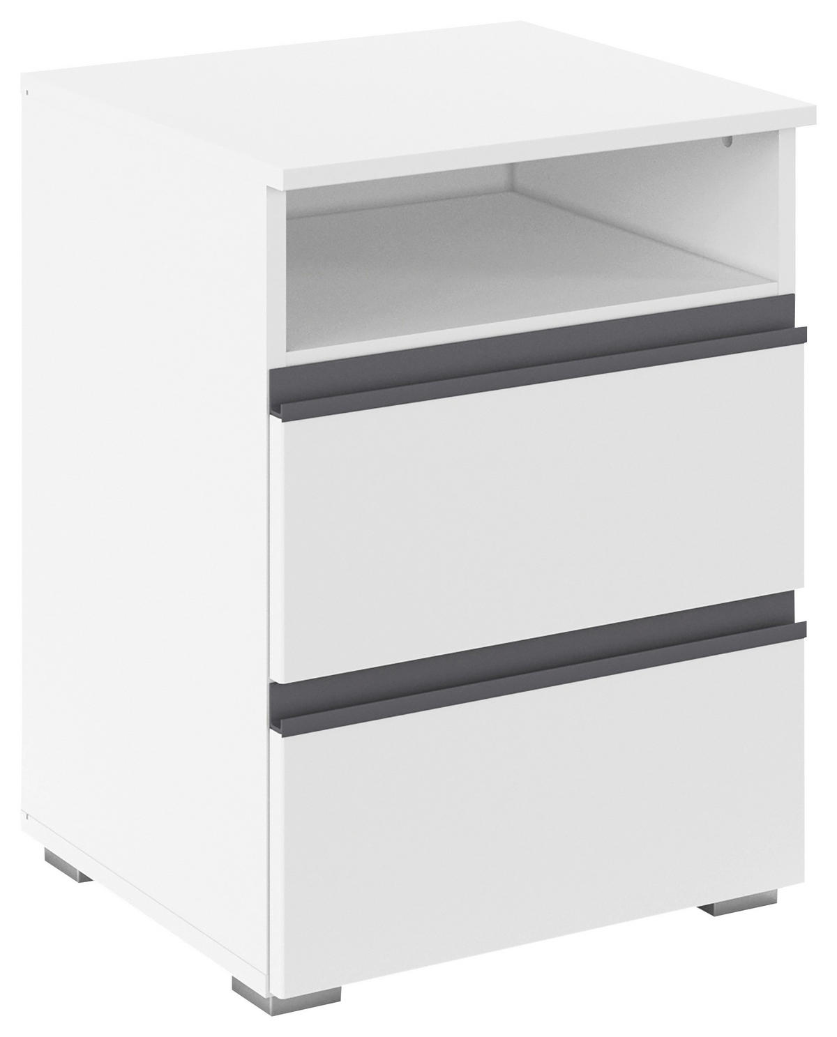 NOPTIERĂ in alb  - alb/culoare aluminiu, Trend, plastic/material pe bază de lemn (47/62/42cm) - Xora