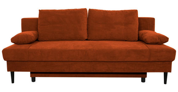 SCHLAFSOFA mit Liegefunktion, Schlafen auf Sitzhöhe, Rücken echt Webstoff Rostfarben - Rostfarben/Schwarz, KONVENTIONELL, Holz/Kunststoff (199/88/88cm) - Carryhome