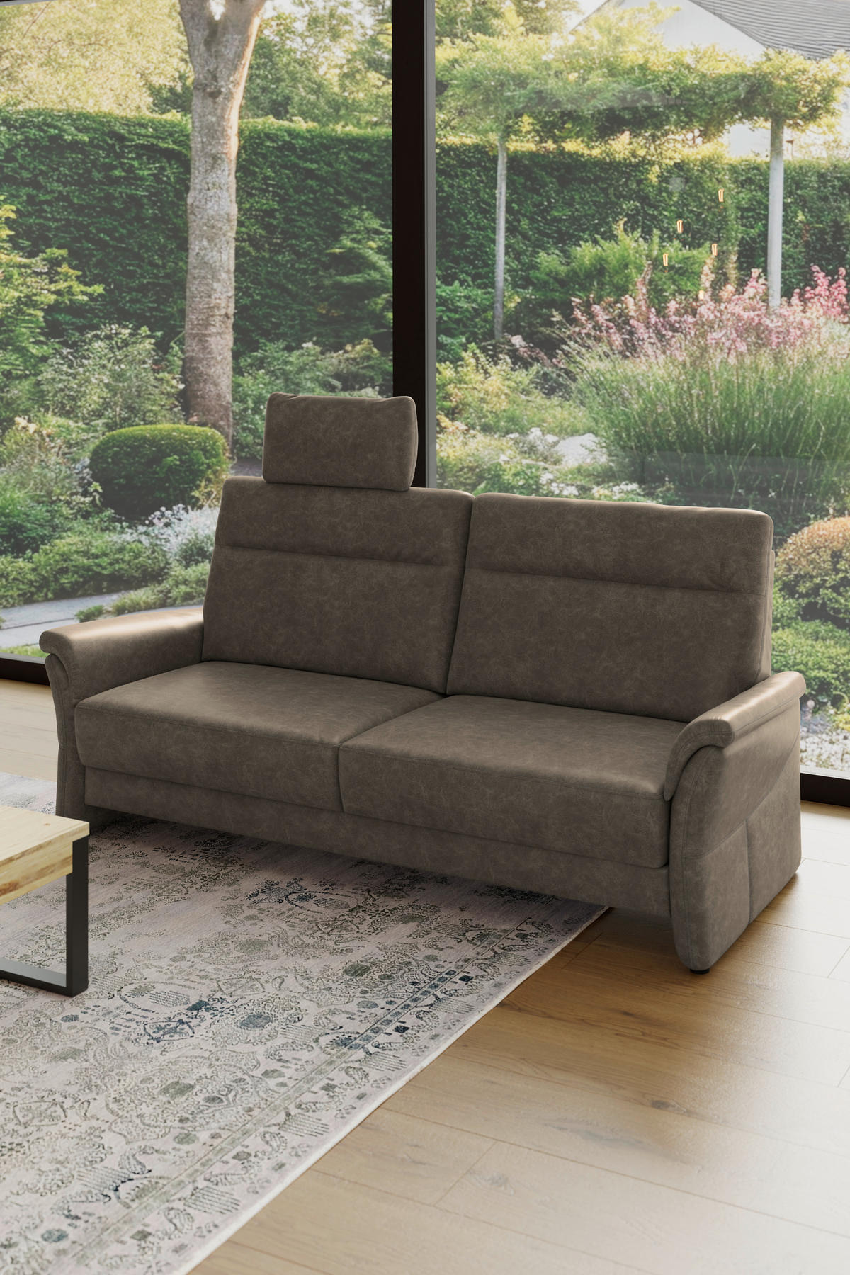3,5-SITZER - Graubraun/Schwarz, Konventionell, Kunststoff/Textil (205/98/91cm) - Elegando