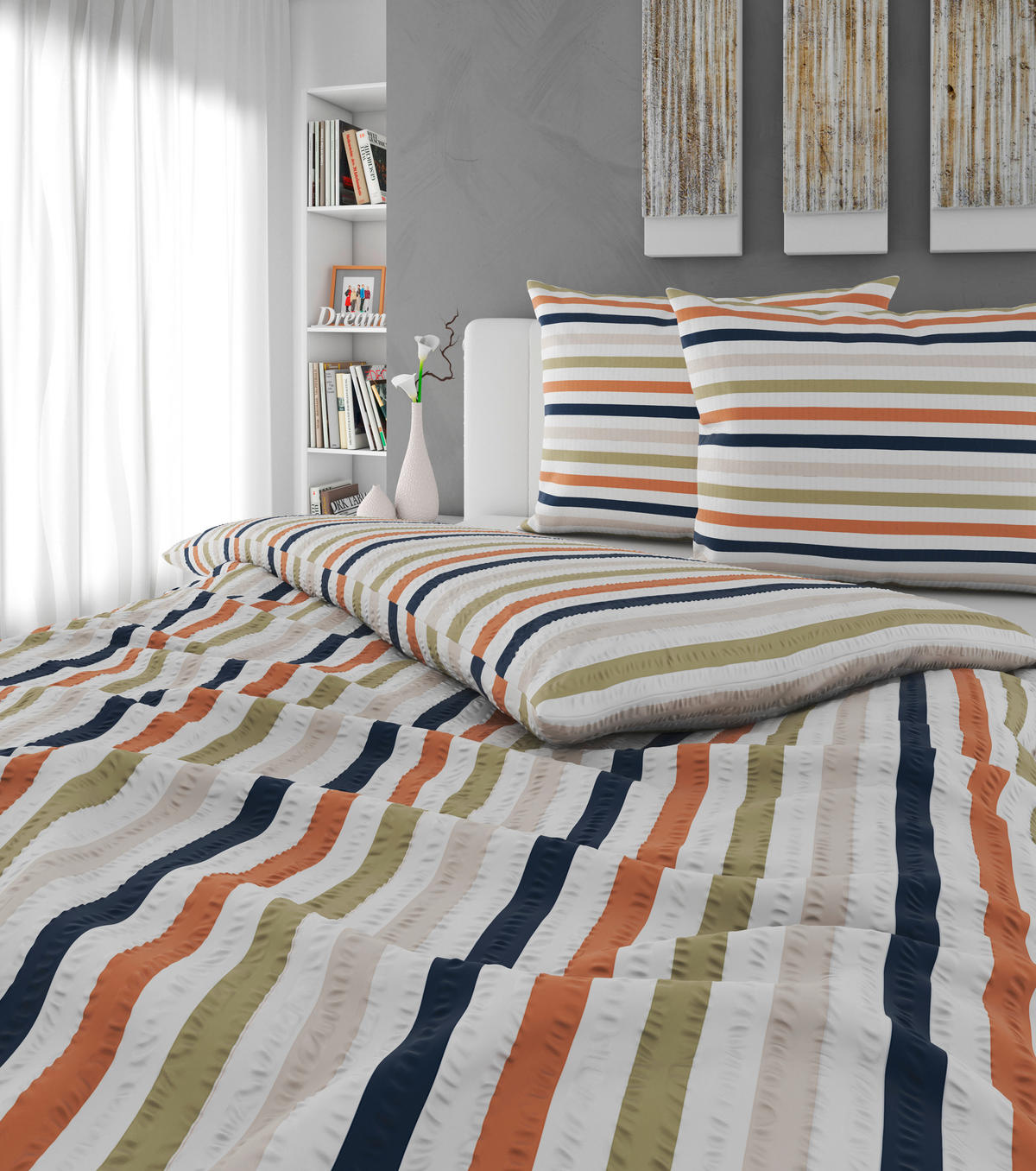 POSTELJNINA Mavie 200/200 cm mečkanka zelena, večbarvno  - zelena/večbarvno, Konvencionalno, tekstil (200/200cm) - Esposa