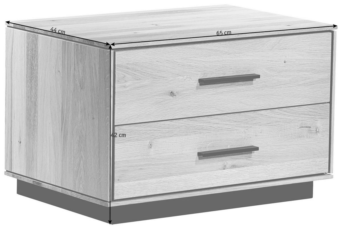 NACHTKÄSTCHEN 65/42/44 cm  in massiv Eiche Eichefarben  - Eichefarben/Dunkelbraun, Design, Holz/Metall (65/42/44cm) - Valdera