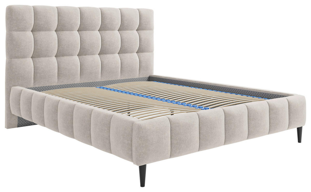 TAPECIRANI KREVET   180/200 cm   bež  - bež/crna, Moderno, drvni materijal/metal (180/200cm) - MID.YOU