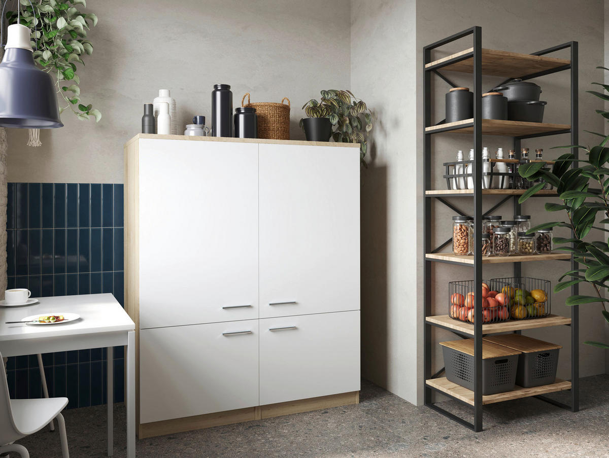MULTISKÅP  - stålfärgad, Basics, trämaterial (120/144,9/60cm) - Respekta