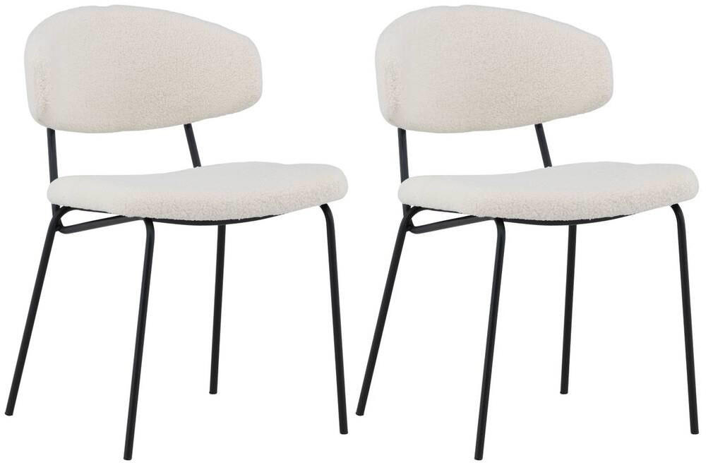 STOLSET 2 styck stål bouclé  - vit/svart, Design, metall/textil (50/79/57cm) - Livetastic